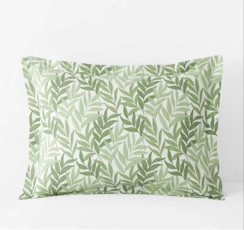 The Company Store Tulum Leaf Sham NWT Moss Green 100% Cotton Percale - Standard